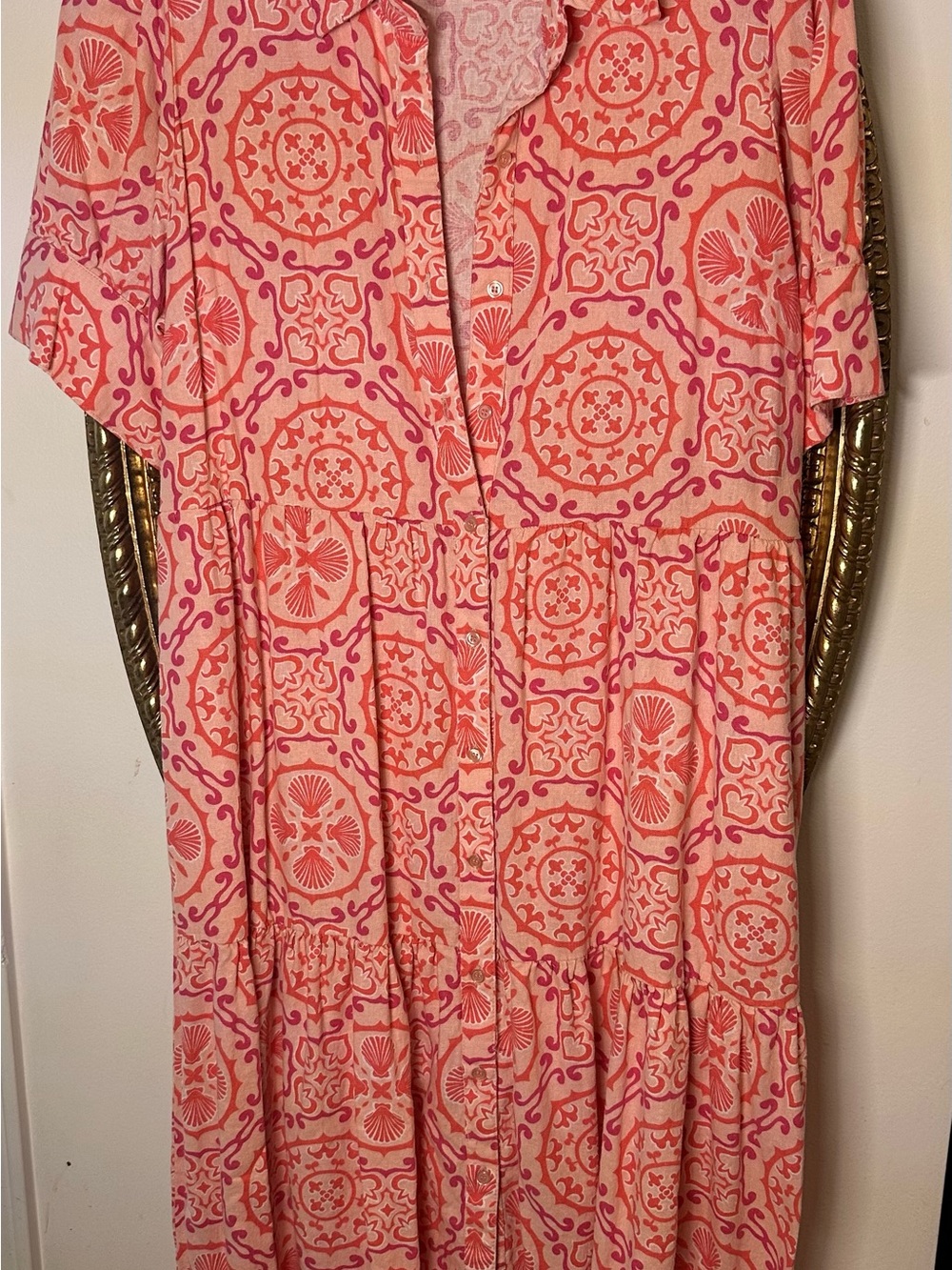 crown & ivy Pink and Coral Printed Maxi Dress